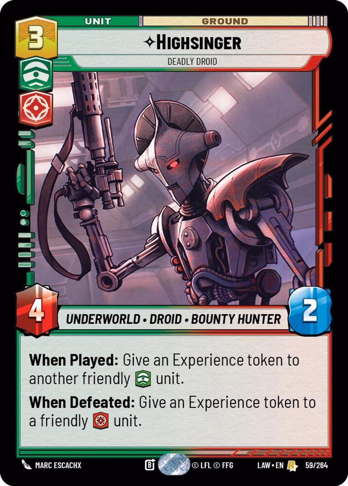 Highsinger - Deadly Droid LAW-059 Star Wars Unlimited card