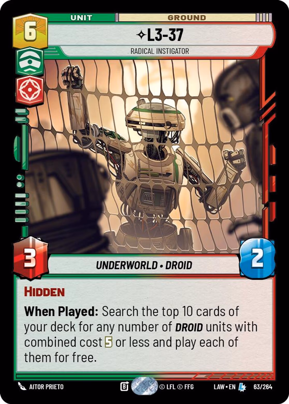 L3-37 - Radical Instigator LAW-063 Star Wars Unlimited card