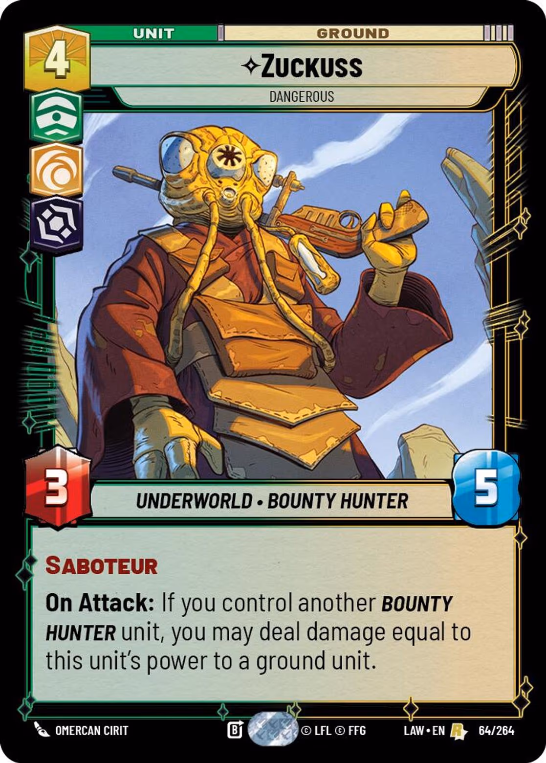 Zuckuss - Dangerous LAW-064 Star Wars Unlimited card
