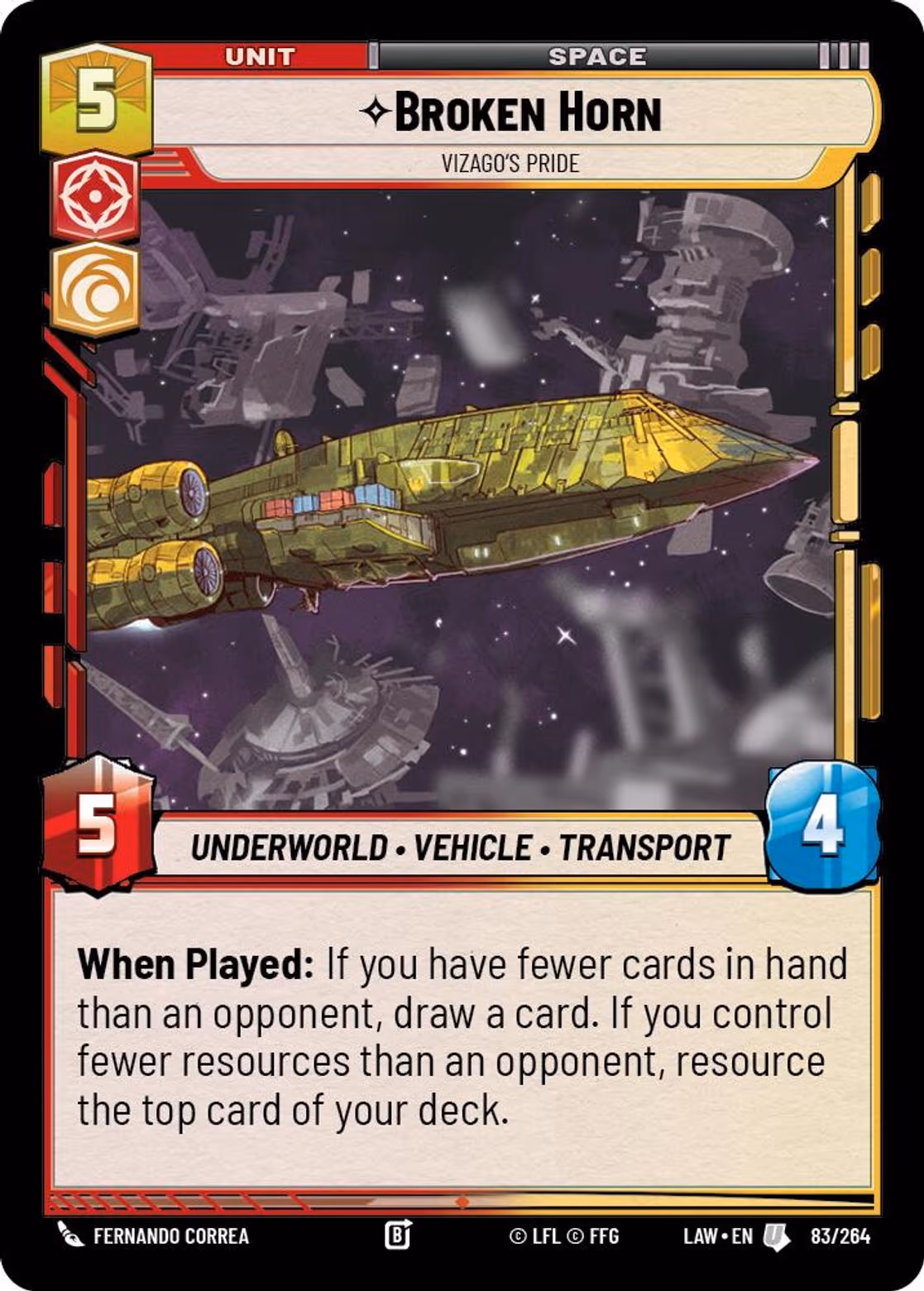 Broken Horn - Vizago's Pride LAW-083 Star Wars Unlimited card