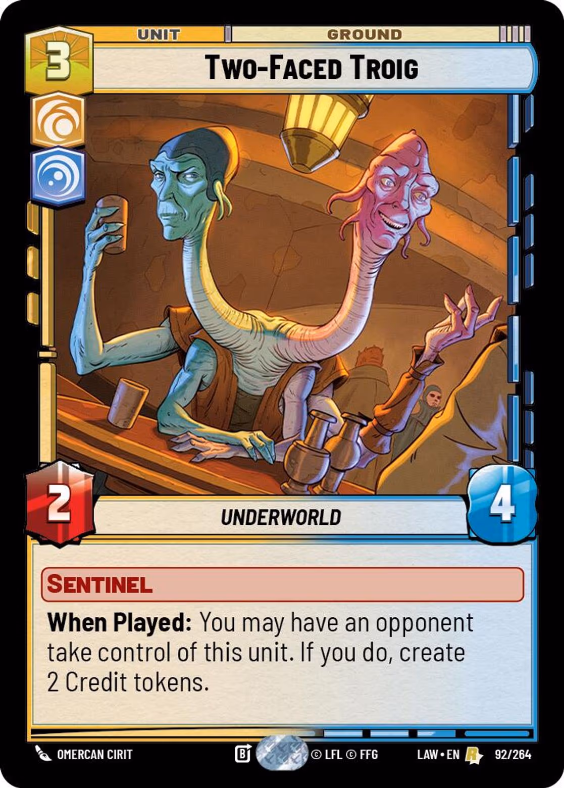 Two-Faced Troig LAW-092 Star Wars Unlimited card