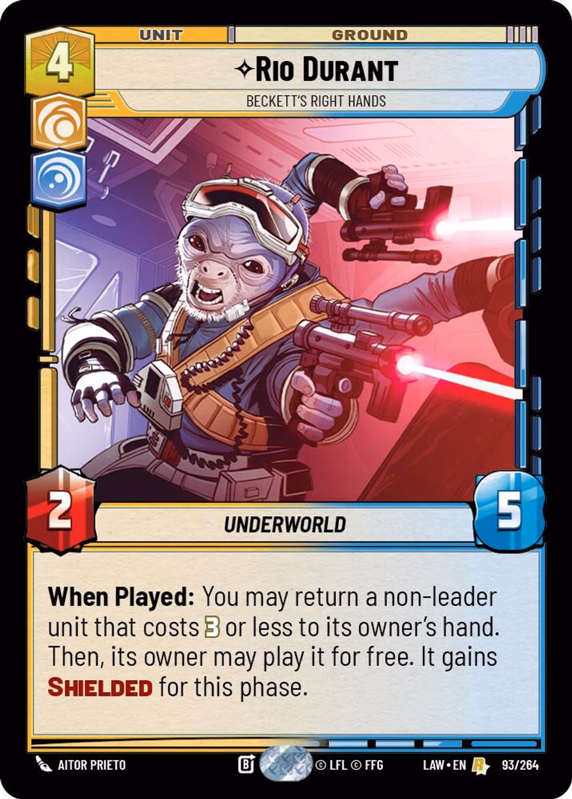 Rio Durant - Beckett's Right Hands LAW-093 Star Wars Unlimited card