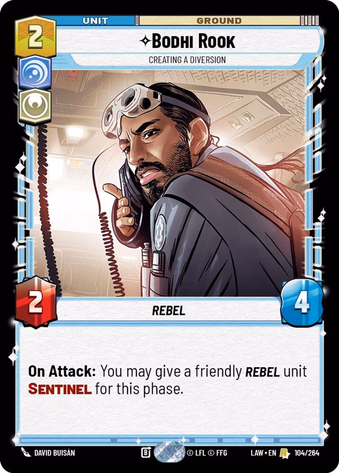 Bodhi Rook - Creating a Diversion LAW-104 Star Wars Unlimited card