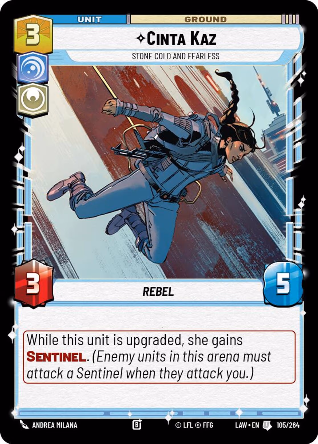 Cinta Kaz - Stone Cold and Fearless LAW-105 Star Wars Unlimited card
