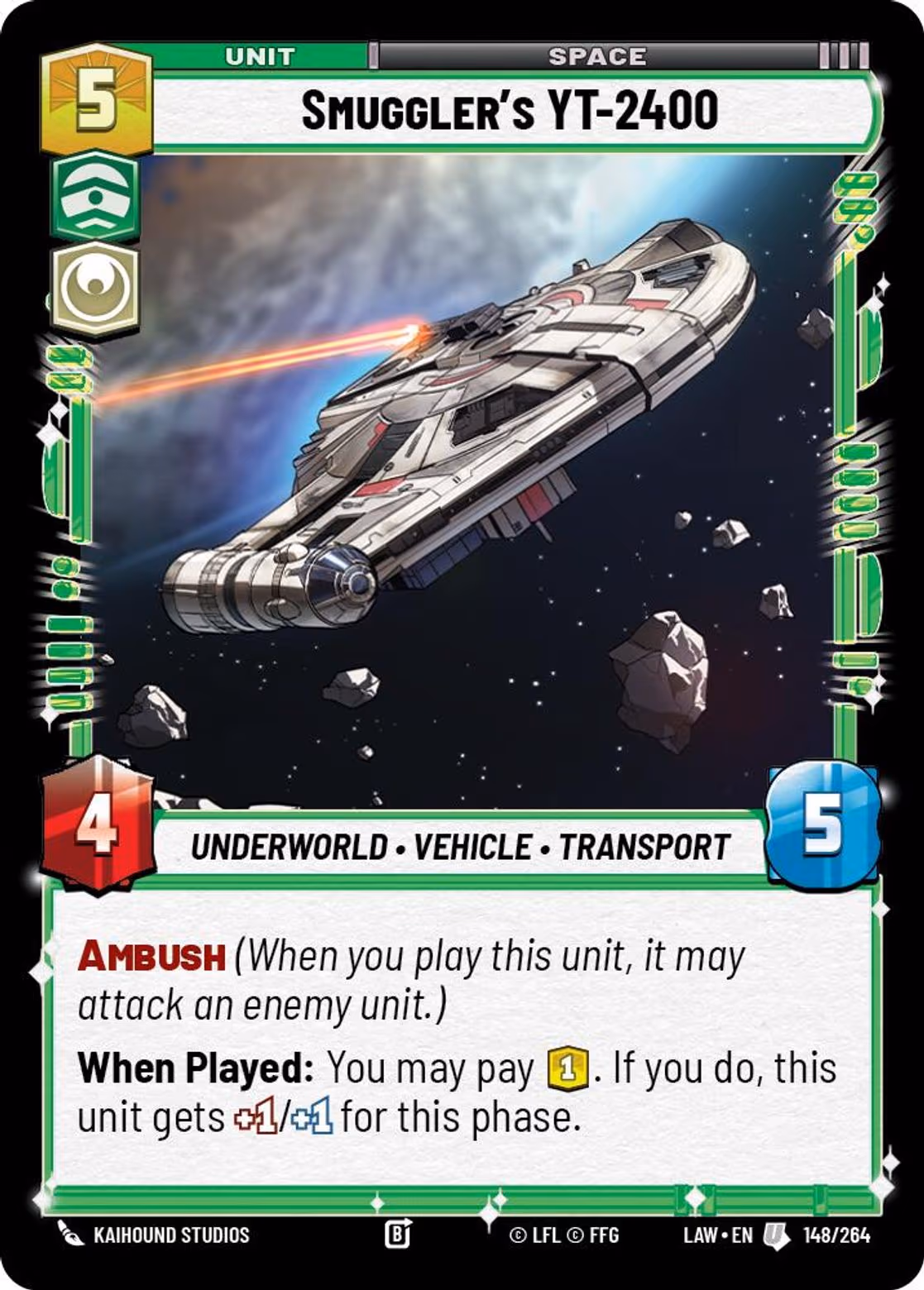 Smuggler's YT-2400 LAW-148 Star Wars Unlimited card