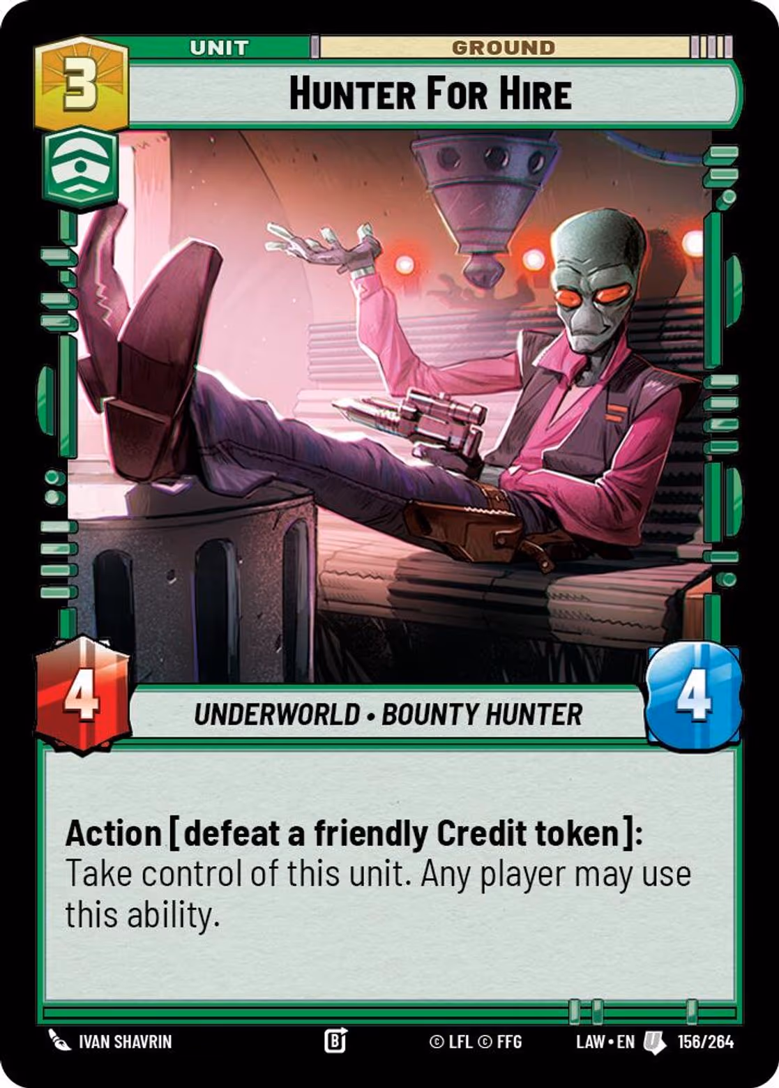Hunter For Hire LAW-156 Star Wars Unlimited card