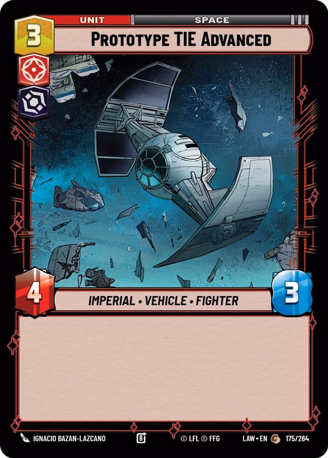 Prototype TIE Advanced LAW-175 Star Wars Unlimited card