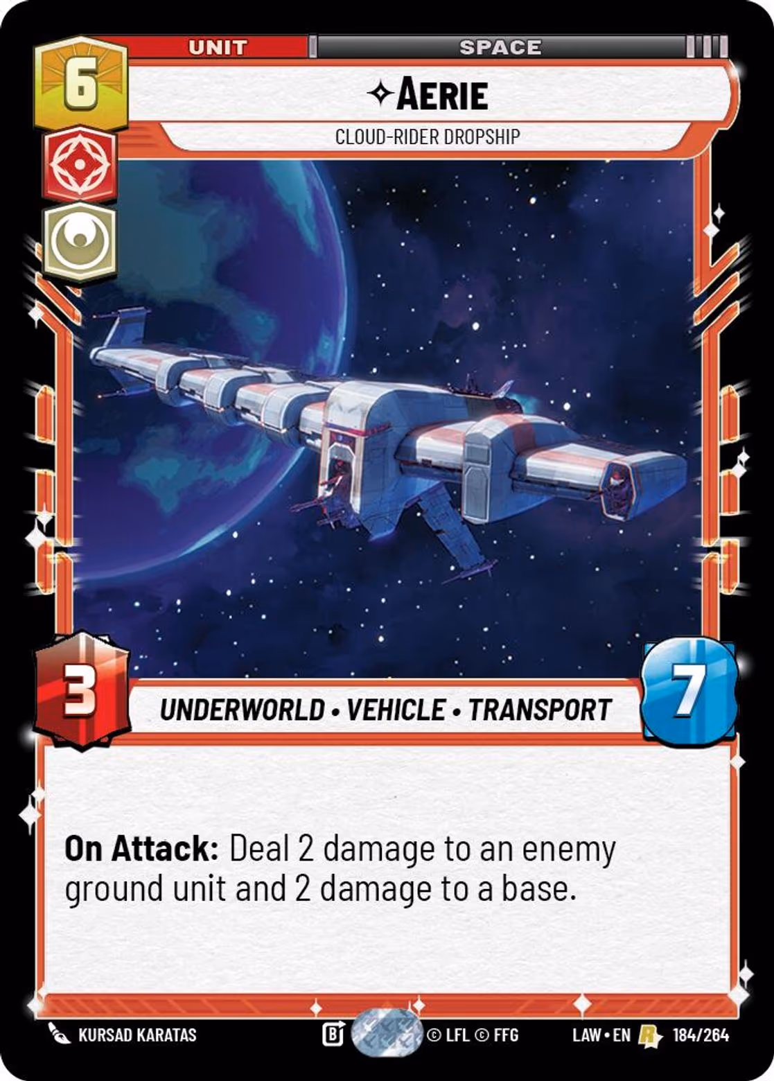 Aerie - Cloud-Rider Dropship LAW-184 Star Wars Unlimited card