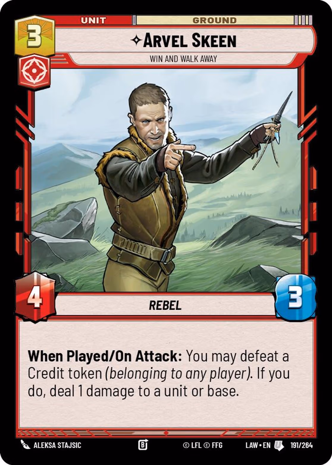 Arvel Skeen - Win and Walk Away LAW-191 Star Wars Unlimited card