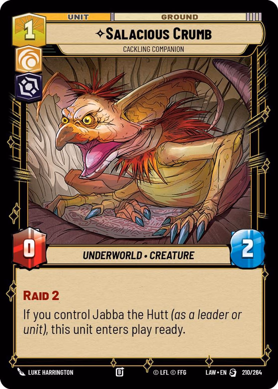 Salacious Crumb - Cackling Companion LAW-210 Star Wars Unlimited card
