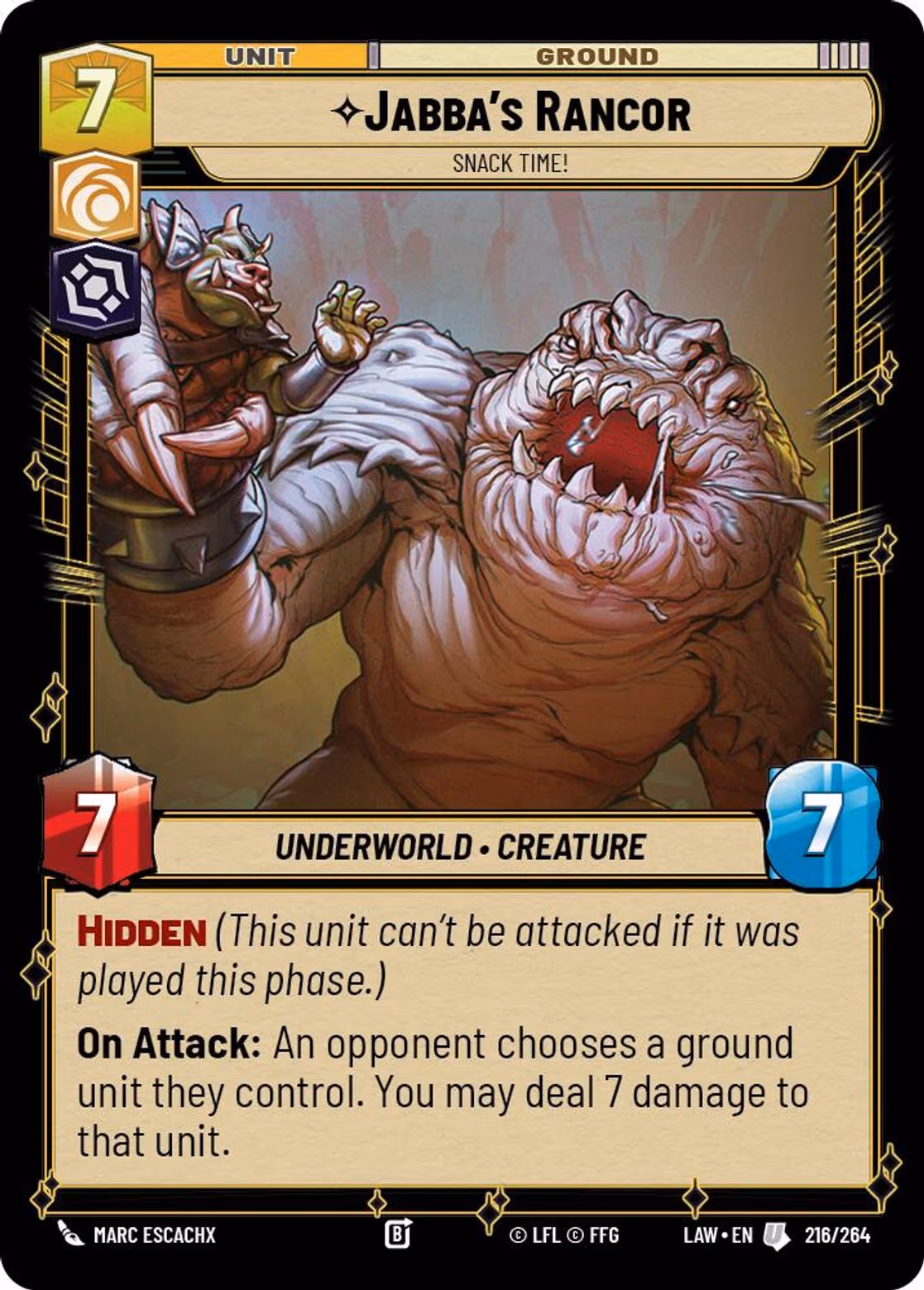 Jabba's Rancor - Snack Time! LAW-216 Star Wars Unlimited card