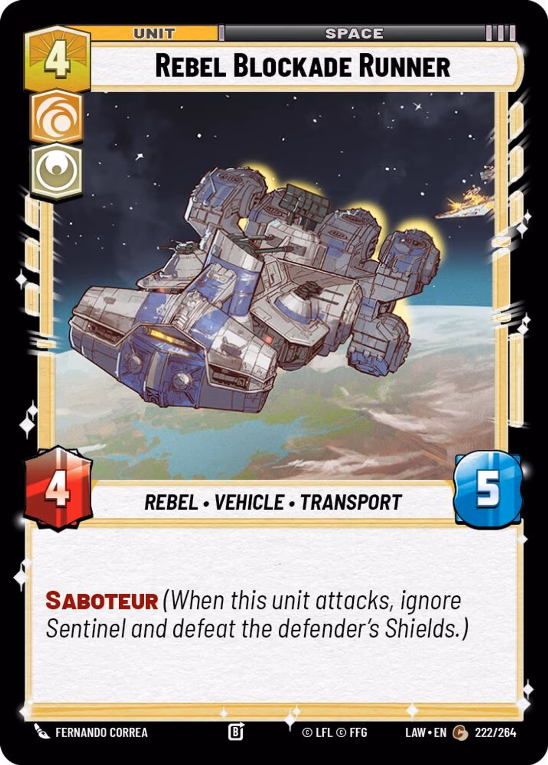 Rebel Blockade Runner LAW-222 Star Wars Unlimited card
