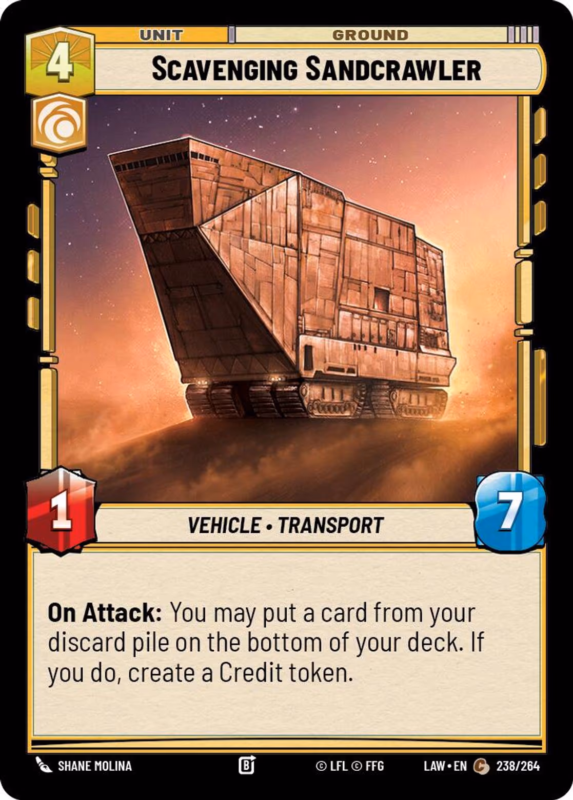 Scavenging Sandcrawler LAW-238 Star Wars Unlimited card
