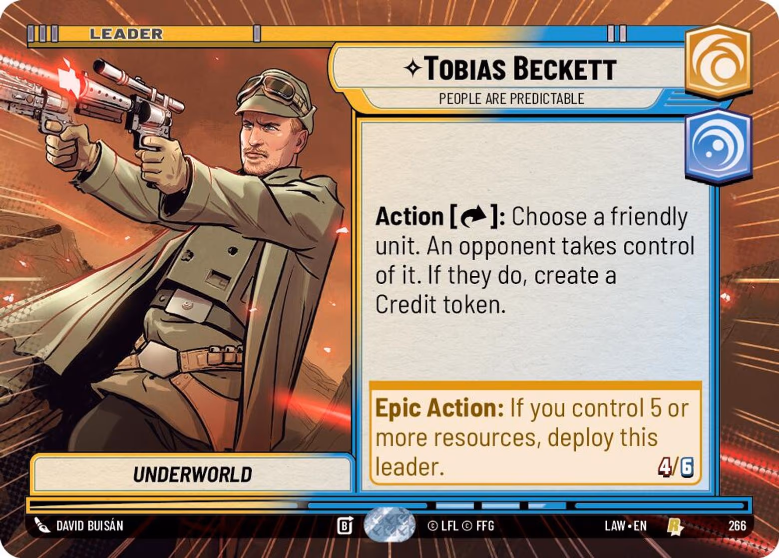 Tobias Beckett - People are Predictable LAW-266 Hyperspace Star Wars Unlimited card