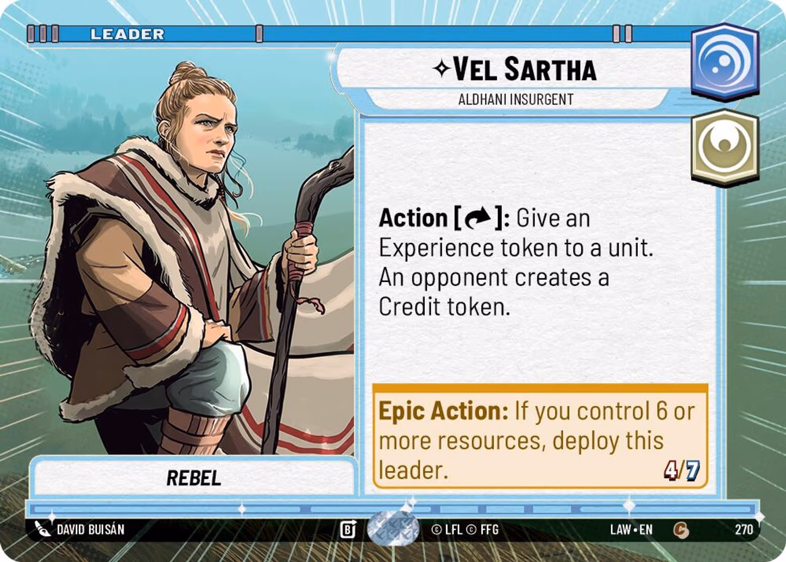 Vel Sartha - Aldhani Insurgent LAW-270 Hyperspace Star Wars Unlimited card