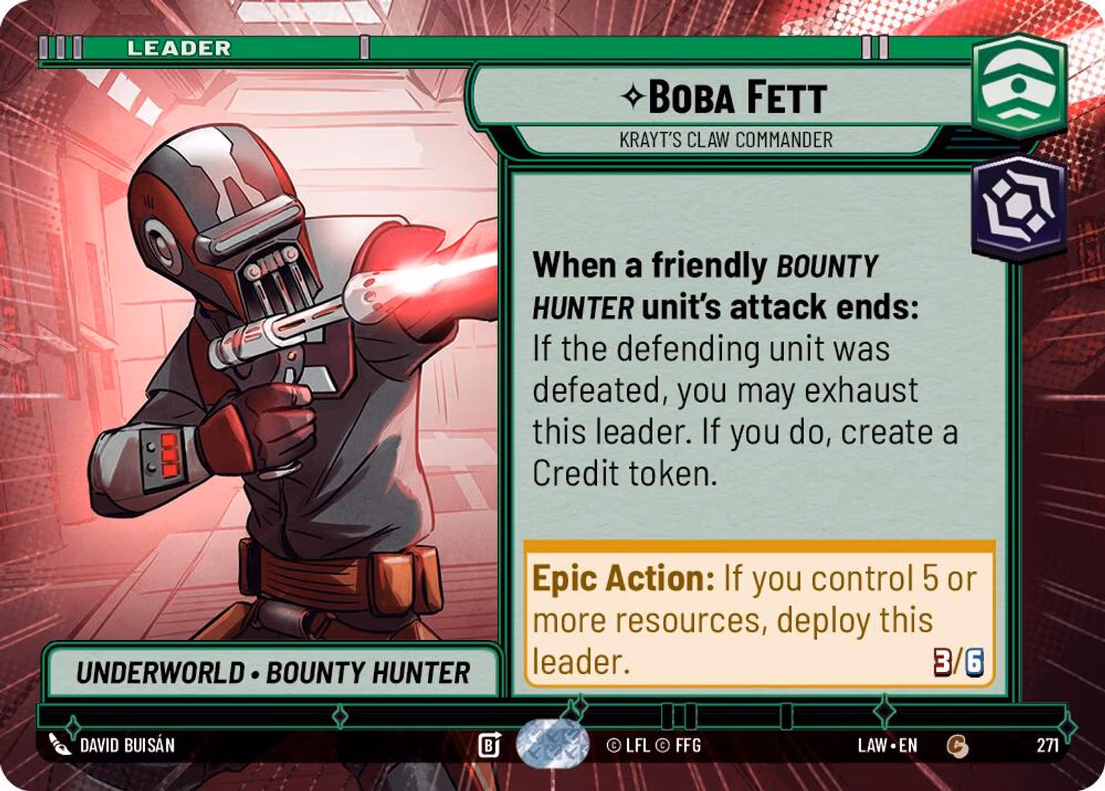 Boba Fett - Krayt's Claw Commander LAW-271 Hyperspace Star Wars Unlimited card