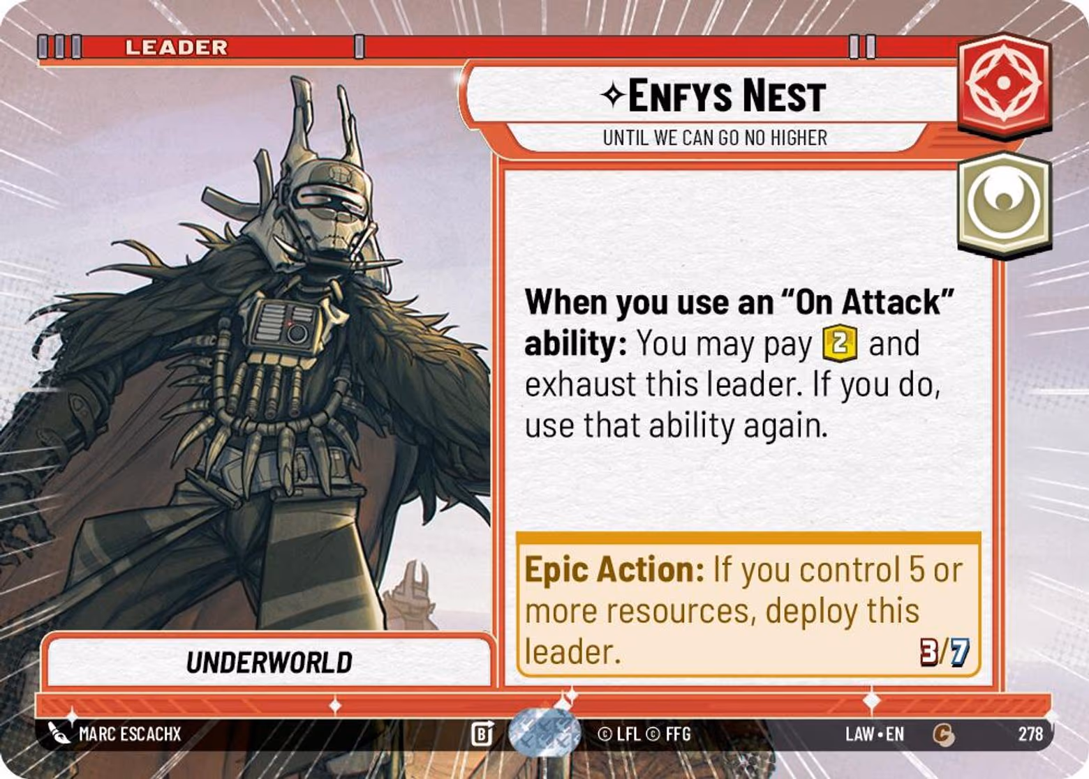 Enfy Nest - Until We Can Go No Higher LAW-278 Hyperspace Star Wars Unlimited card