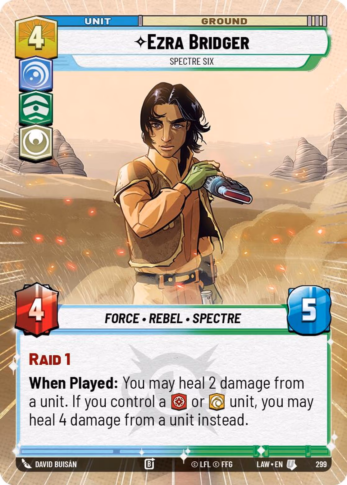 Ezra Bridger - Spectre Six LAW-299 Hyperspace Star Wars Unlimited card