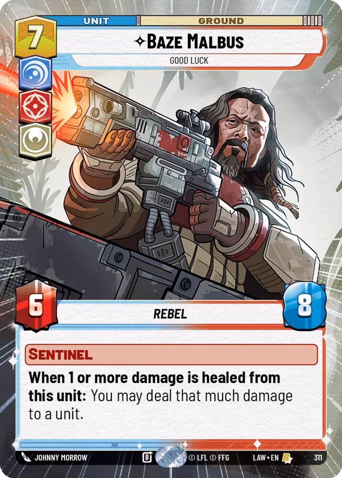 Baze Malbus - Good Luck LAW-311 Hyperspace Star Wars Unlimited card