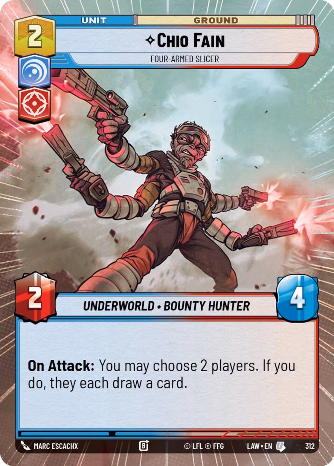 Chio Fain - Four-Armed Slicer LAW-312 Hyperspace Star Wars Unlimited card