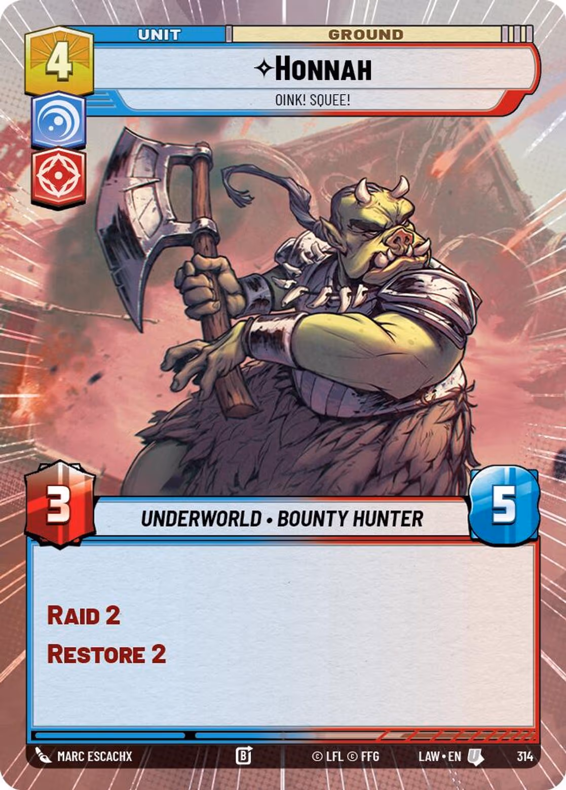 Honnah - Oink! Squee! LAW-314 Hyperspace Star Wars Unlimited card
