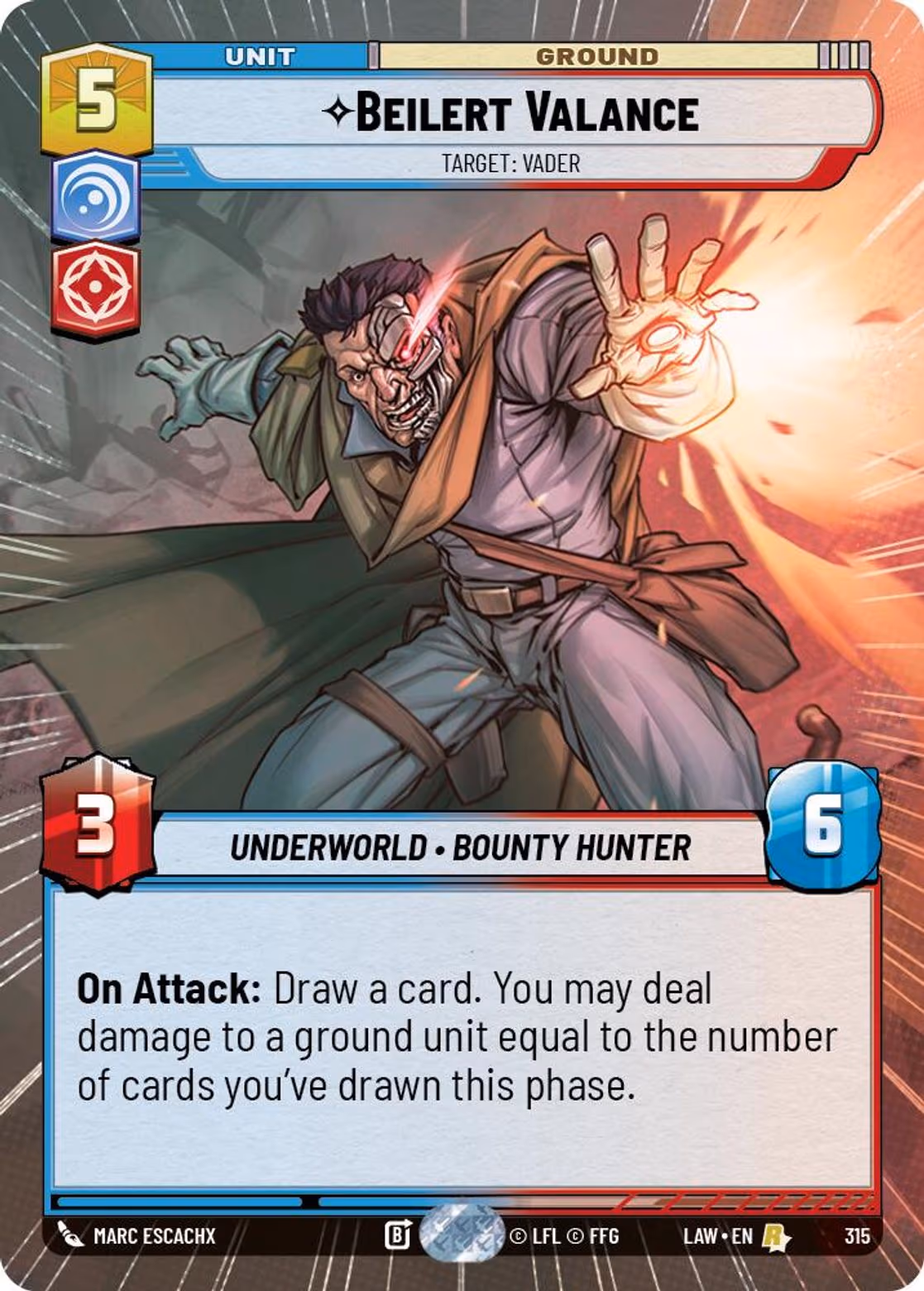 Beilert Valance - Target: Vader LAW-315 Hyperspace Star Wars Unlimited card