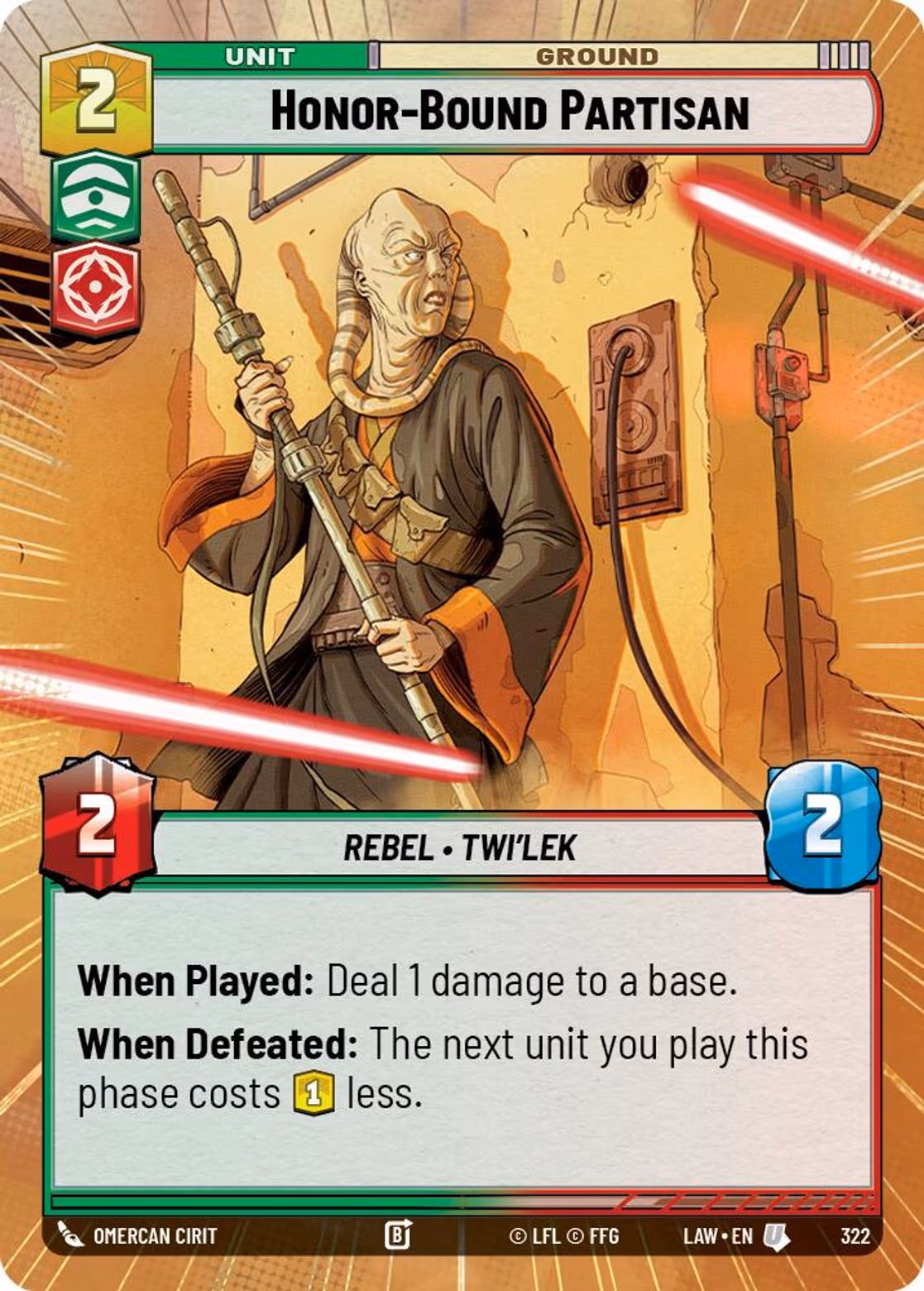 Honor-Bound Partisan LAW-322 Hyperspace Star Wars Unlimited card