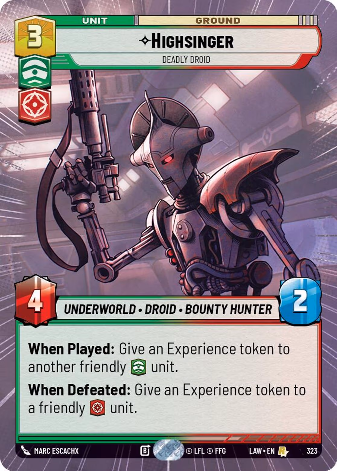 Highsinger - Deadly Droid LAW-323 Hyperspace Star Wars Unlimited card
