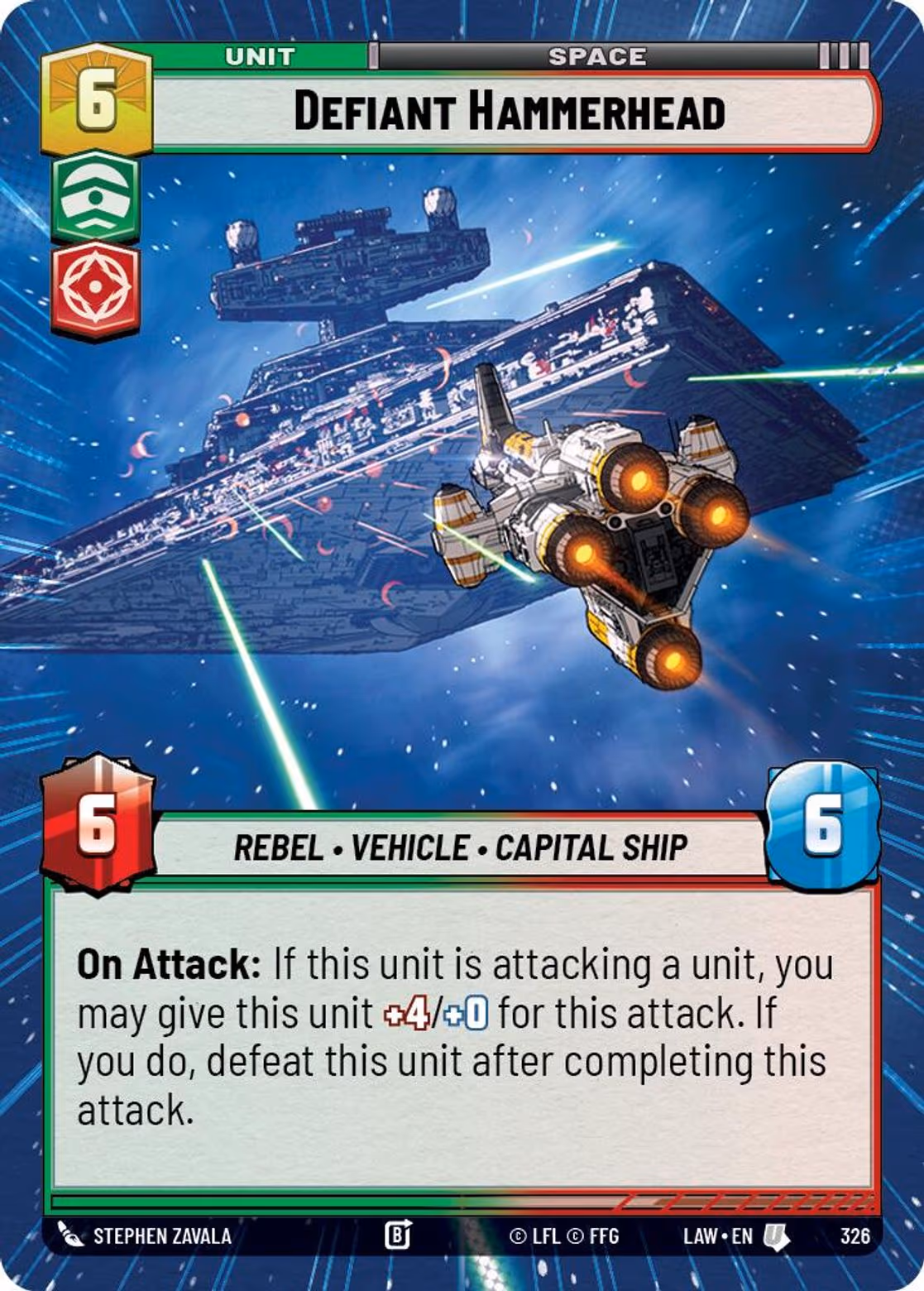 Defiant Hammerhead LAW-326 Hyperspace Star Wars Unlimited card