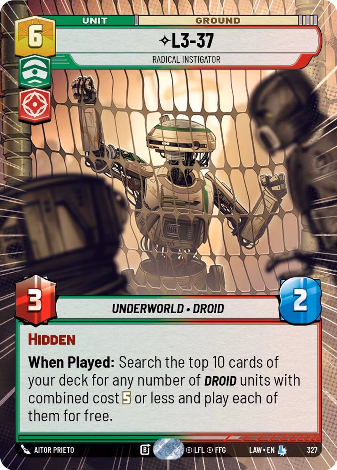 L3-37 - Radical Instigator LAW-327 Hyperspace Star Wars Unlimited card
