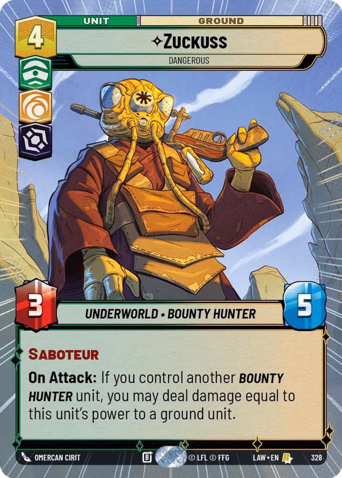 Zuckuss - Dangerous LAW-328 Hyperspace Star Wars Unlimited card