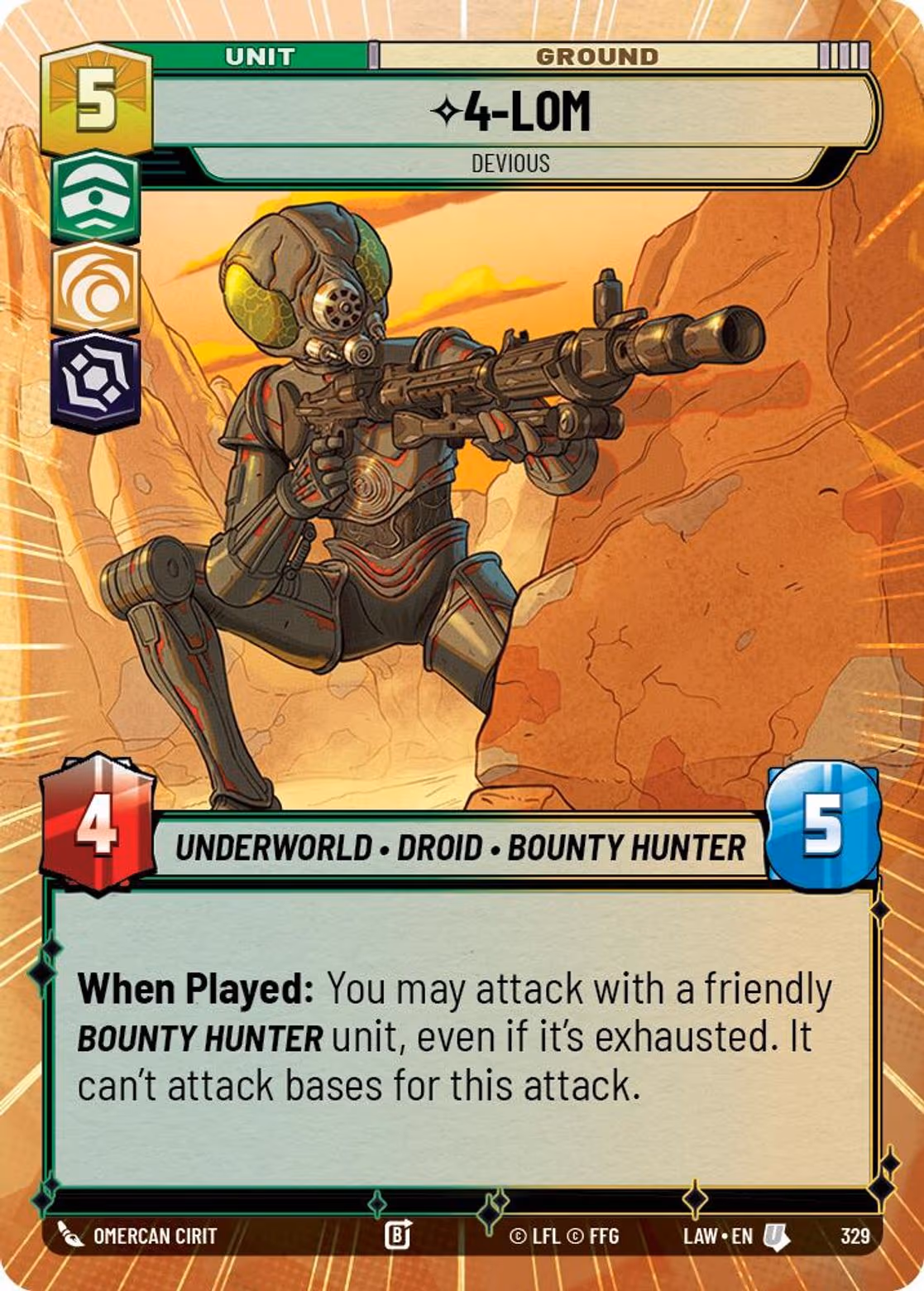 4-LOM - Devious LAW-329 Hyperspace Star Wars Unlimited card