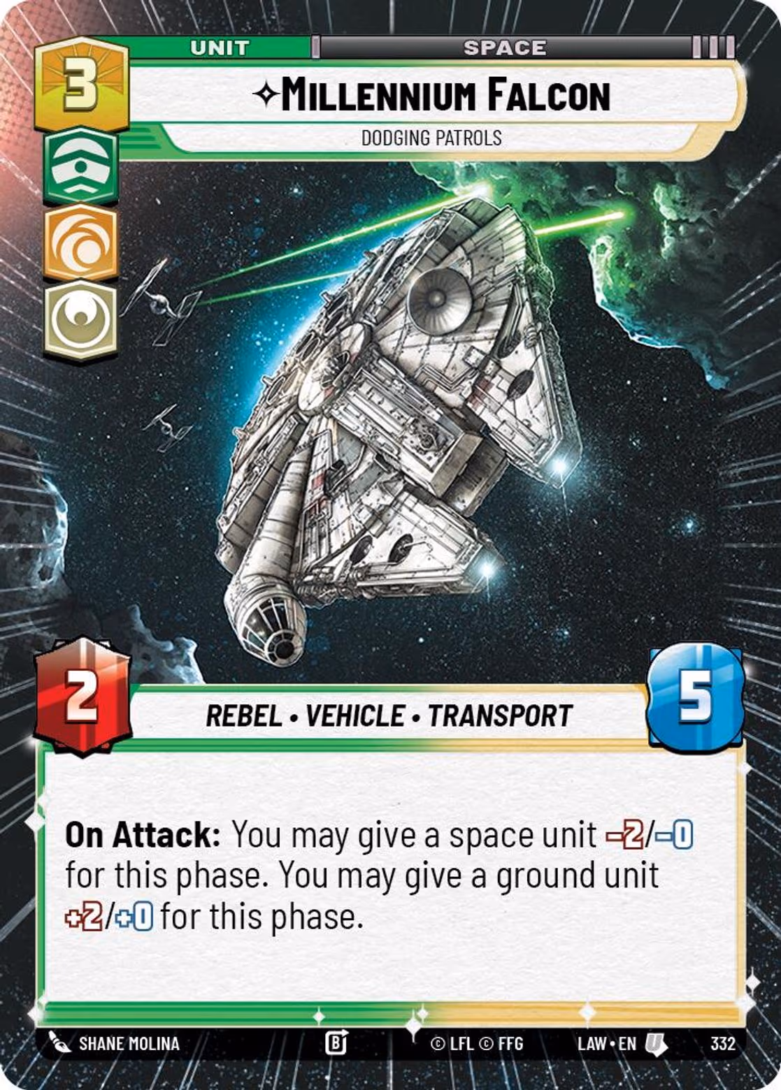 Millennium Falcon - Dodging Patrols LAW-332 Hyperspace Star Wars Unlimited card