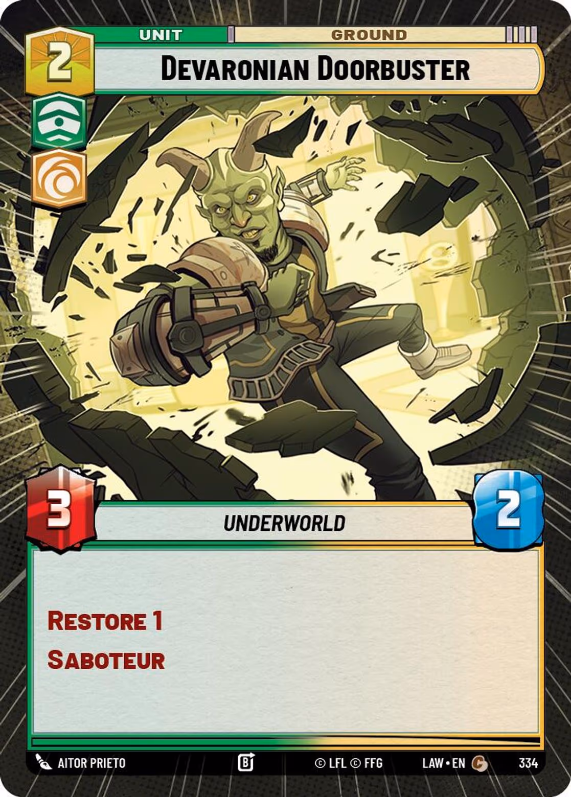 Devaronian Doorbuster LAW-334 Hyperspace Star Wars Unlimited card