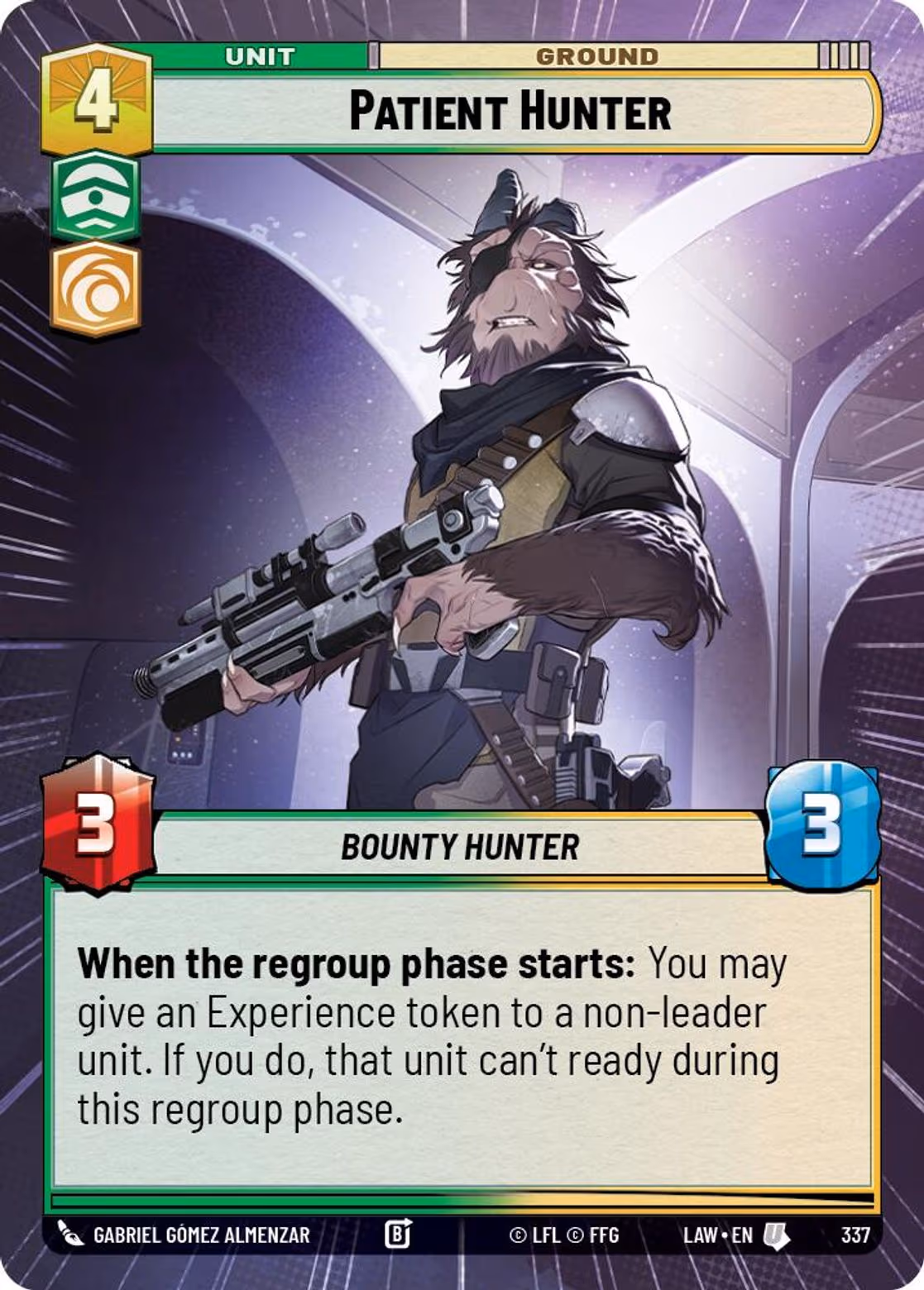 Patient Hunter LAW-337 Hyperspace Star Wars Unlimited card