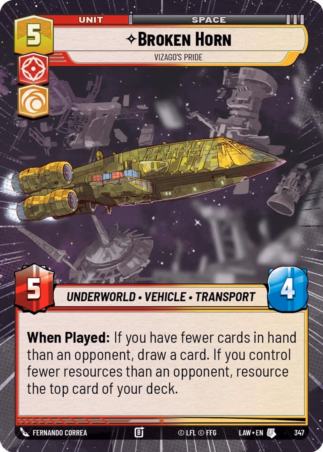 Broken Horn - Vizago's Pride LAW-347 Hyperspace Star Wars Unlimited card