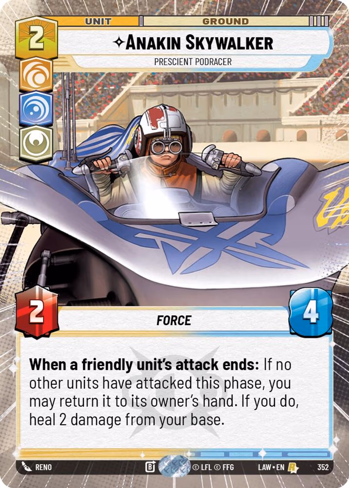 Anakin Skywalker - Prescient Podracer LAW-352 Hyperspace Star Wars Unlimited card