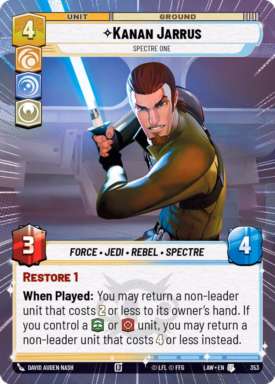 Kanan Jarrus - Spectre One LAW-353 Hyperspace Star Wars Unlimited card