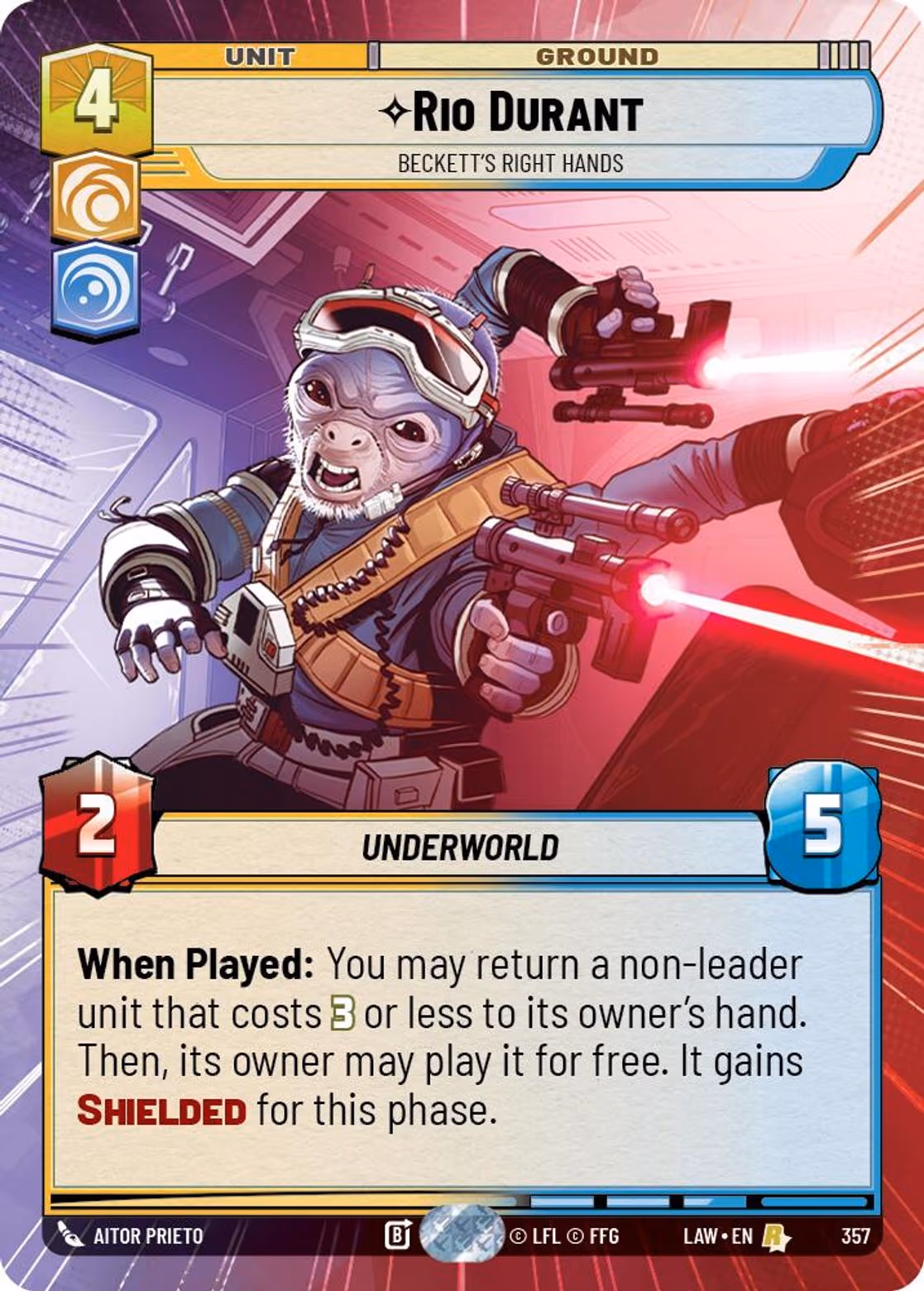 Rio Durant - Beckett's Right Hands LAW-357 Hyperspace Star Wars Unlimited card