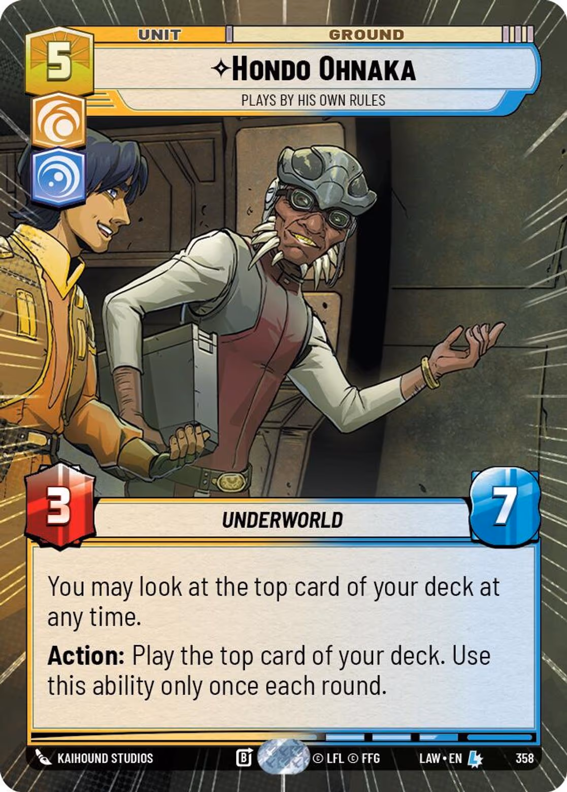 Hondo Ohnaka - Plays By His Own Rules LAW-358 Hyperspace Star Wars Unlimited card