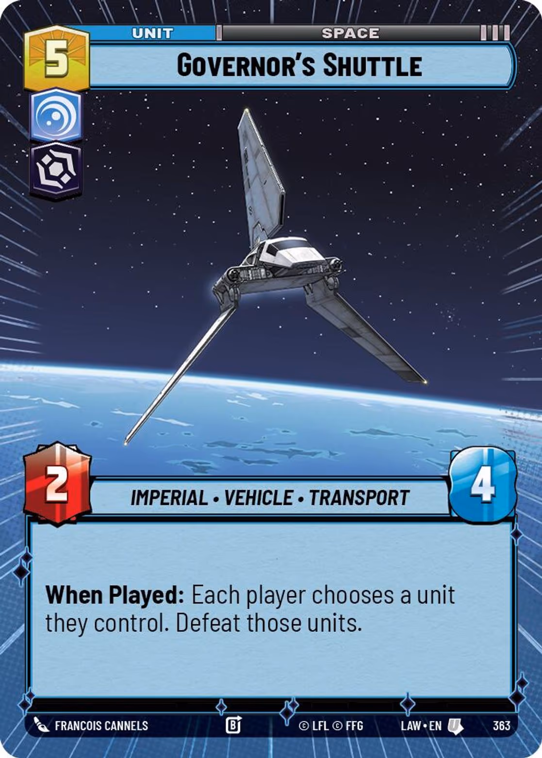 Governor's Shuttle LAW-363 Hyperspace Star Wars Unlimited card