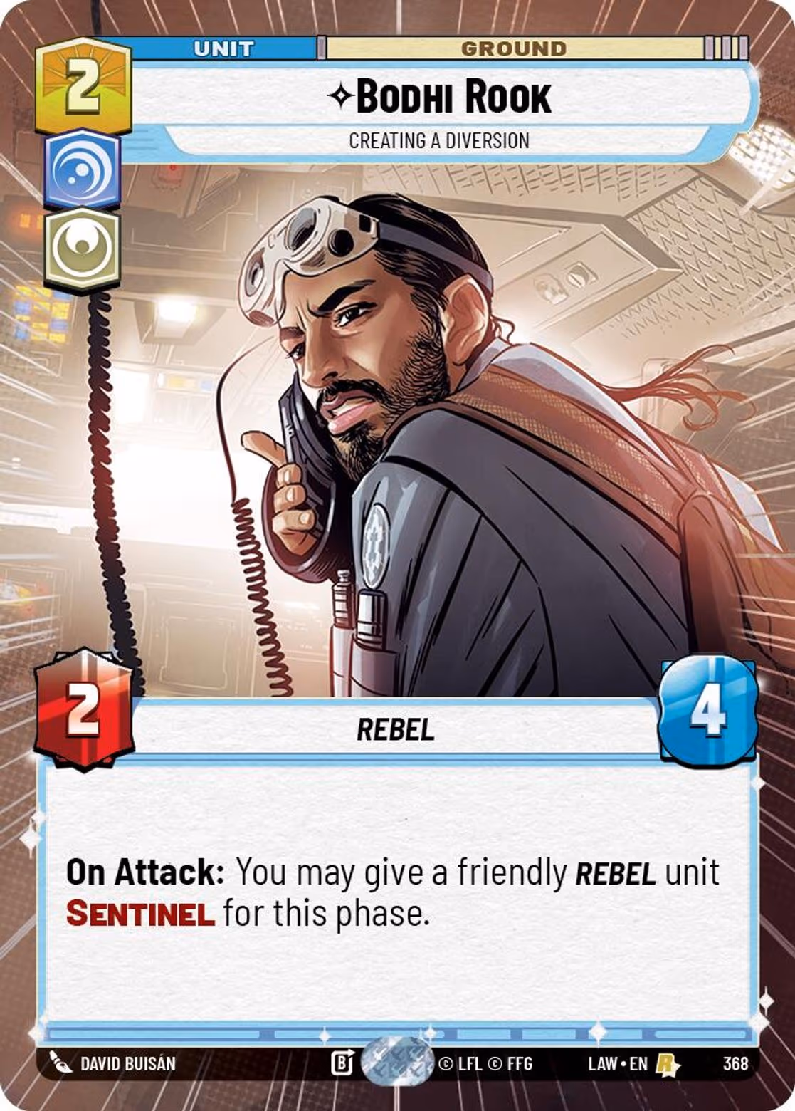 Bodhi Rook - Creating a Diversion LAW-368 Hyperspace Star Wars Unlimited card