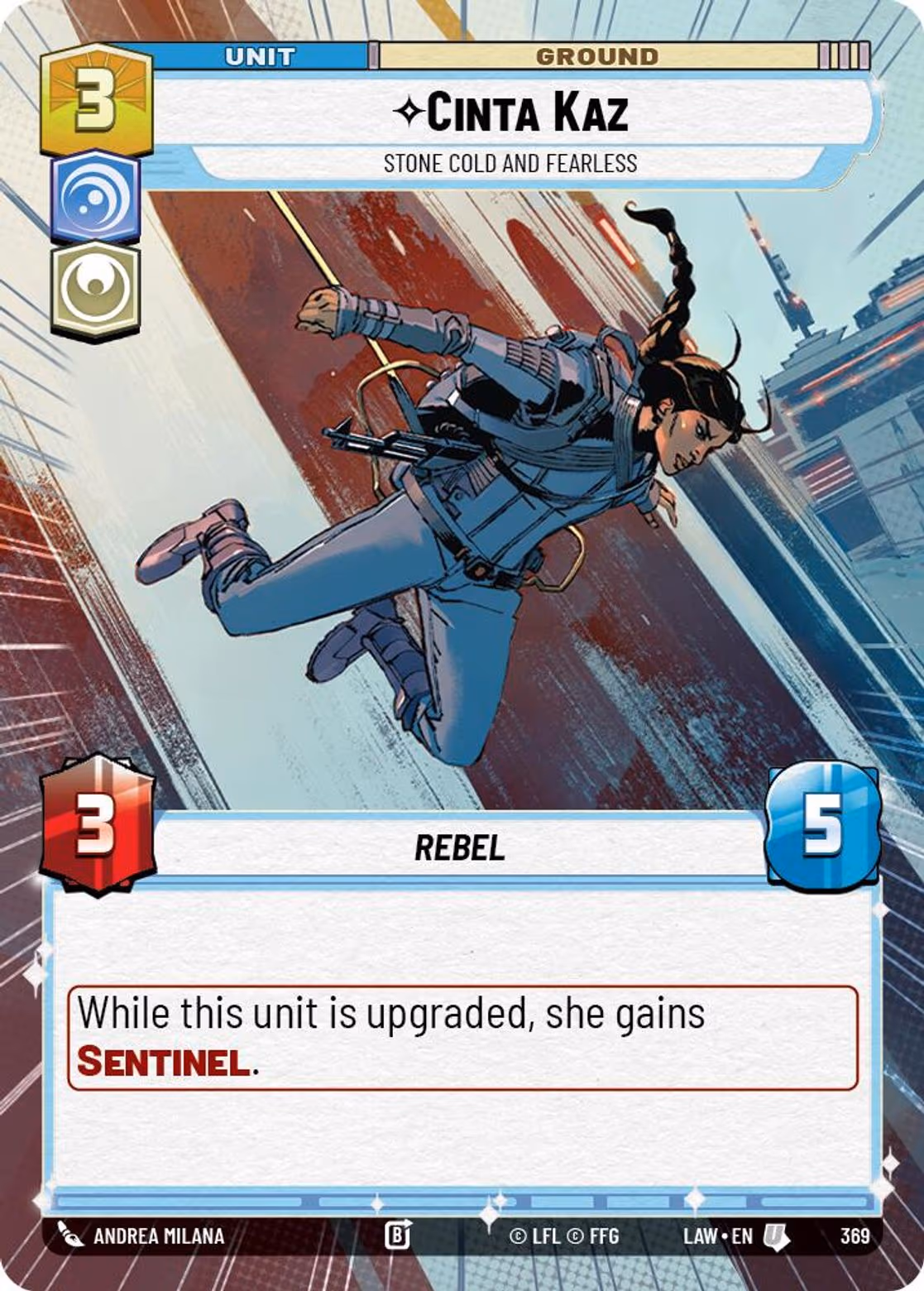 Cinta Kaz - Stone Cold and Fearless LAW-369 Hyperspace Star Wars Unlimited card