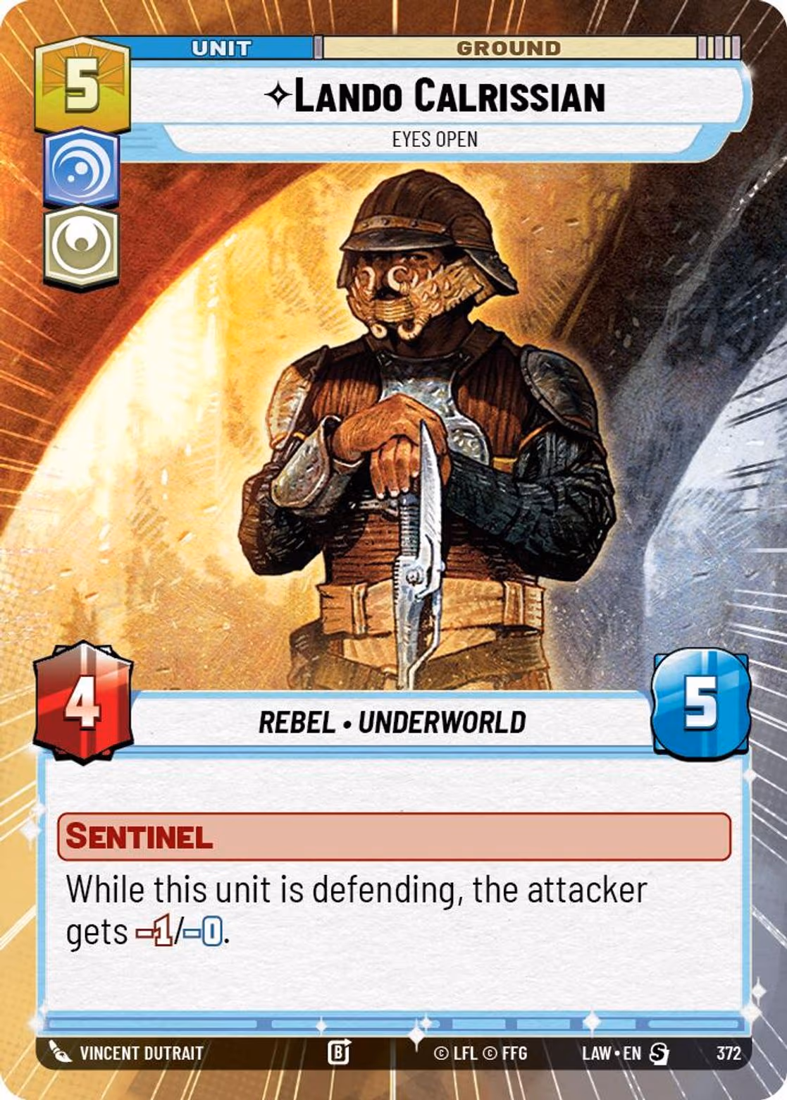 Lando Calrissian - Eyes Open LAW-372 Hyperspace Star Wars Unlimited card