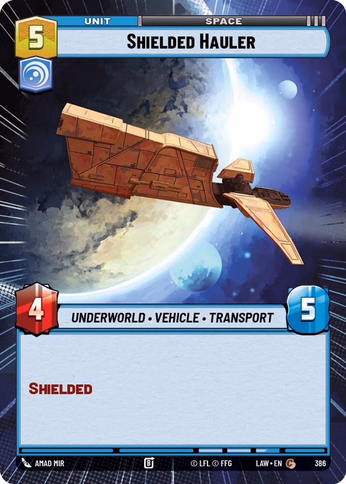 Shielded Hauler LAW-386 Hyperspace Star Wars Unlimited card