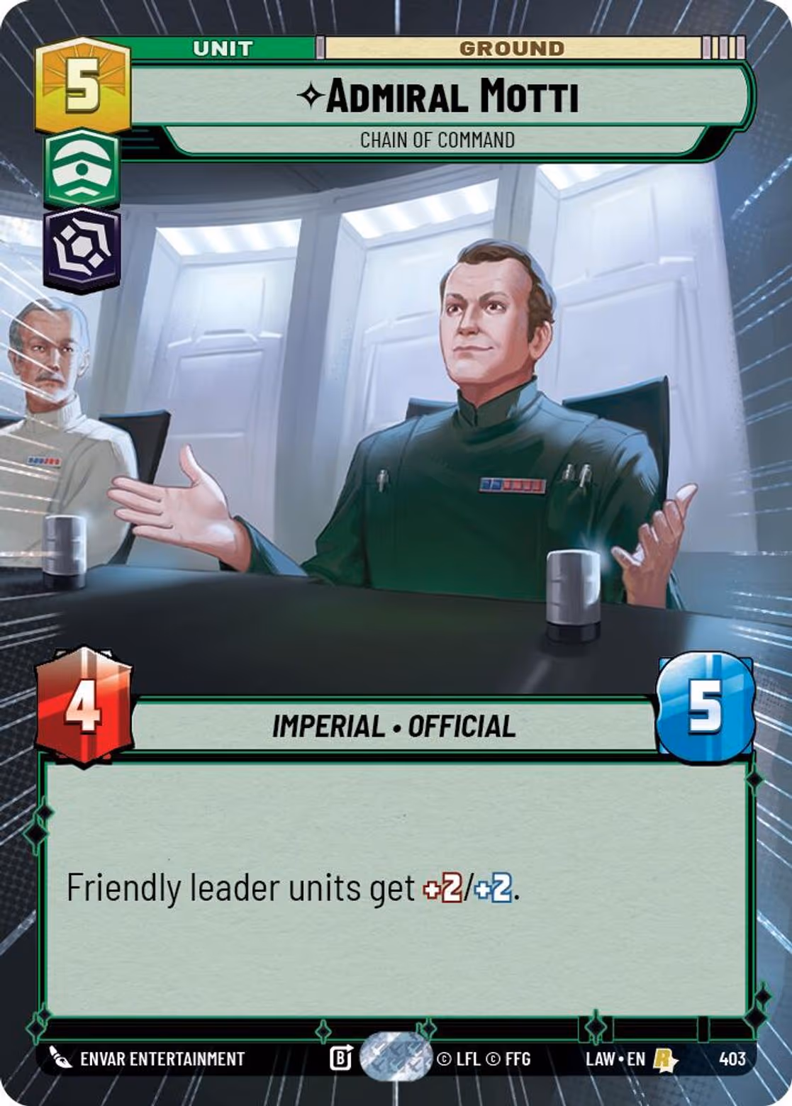 Admiral Motti - Chain of Command LAW-403 Hyperspace Star Wars Unlimited card