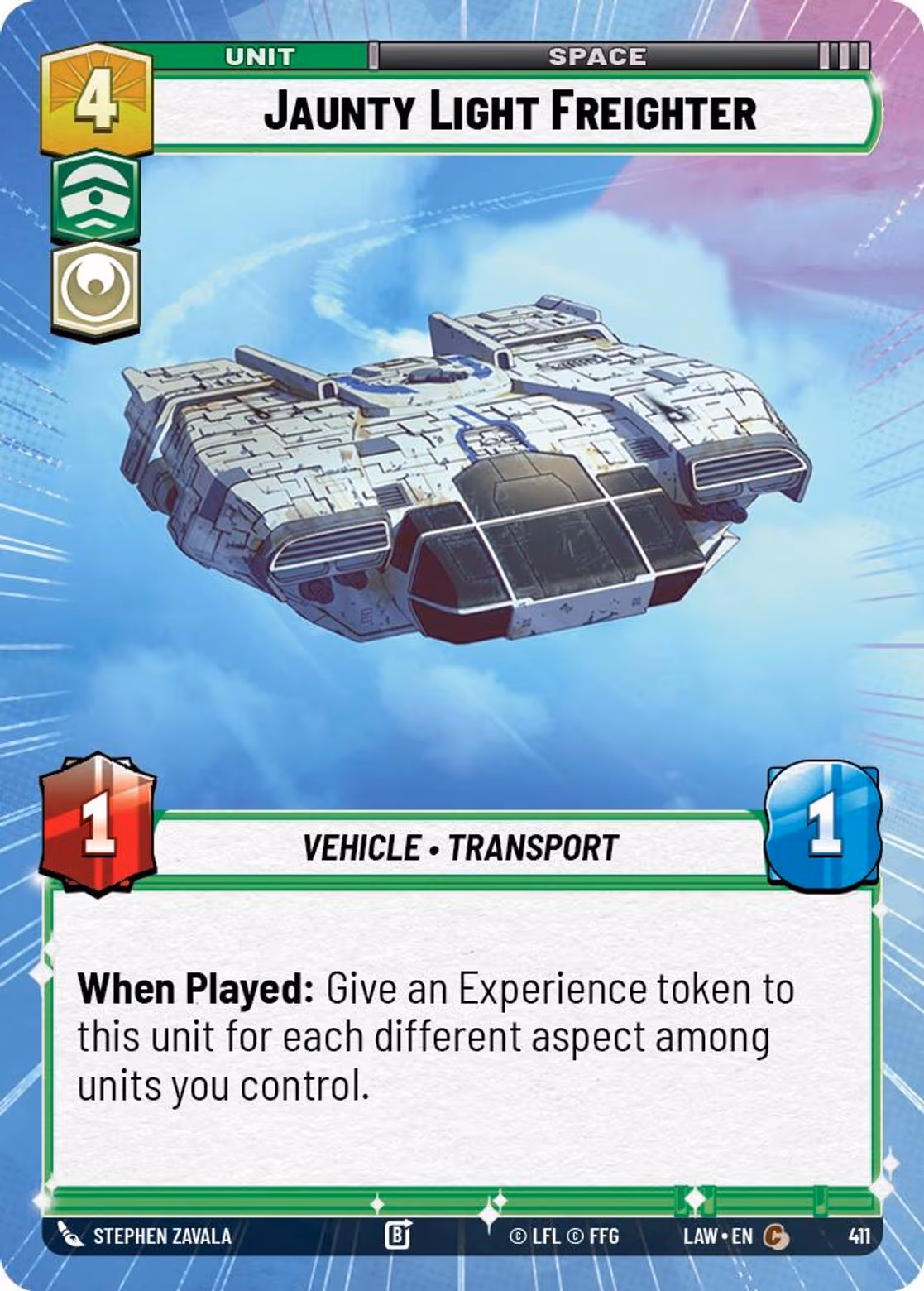 Jaunty Light Freighter LAW-411 Hyperspace Star Wars Unlimited card