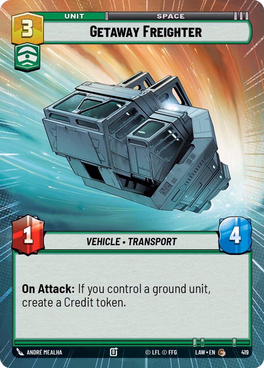 Getaway Freighter LAW-419 Hyperspace Star Wars Unlimited card