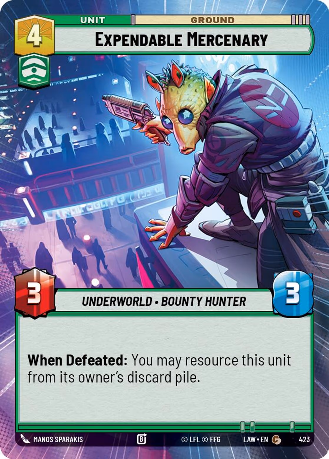 Expendable Mercenary LAW-423 Hyperspace Star Wars Unlimited card