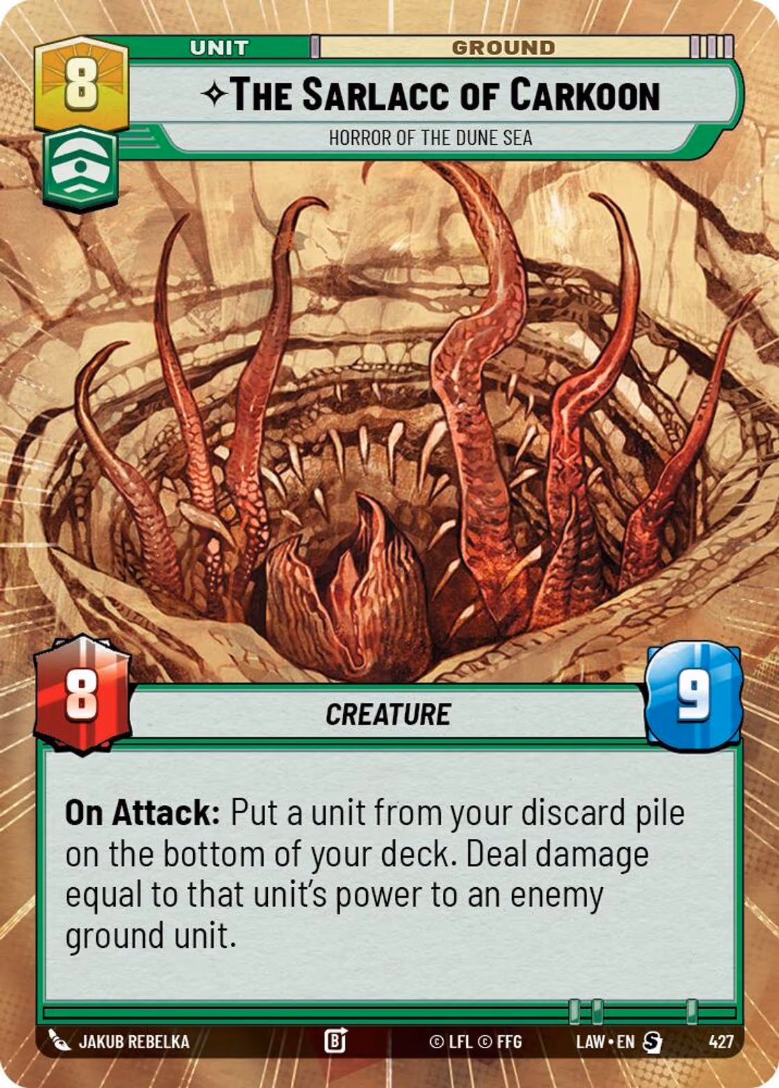 The Sarlacc of Carkoon - Horror of the Dune Sea LAW-427 Hyperspace Star Wars Unlimited card
